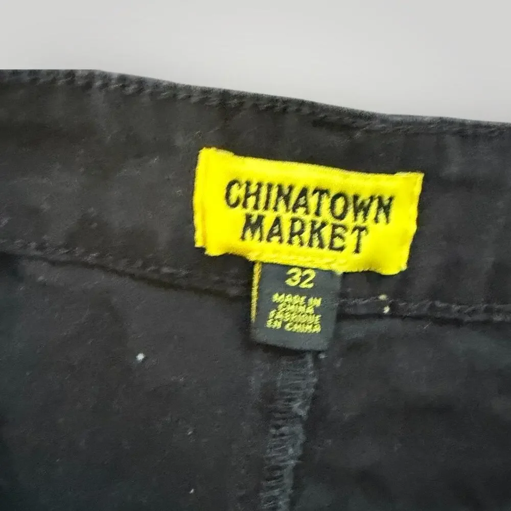 Chinatown Market Jeans 32 x 26 Thank You All Over Print Black Streetwear Pants